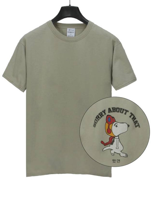 Snoopy print short sleeve tshirt T SORRY ESWOLI OLIVE WDC007 - WILD DONKEY - BALAAN 1