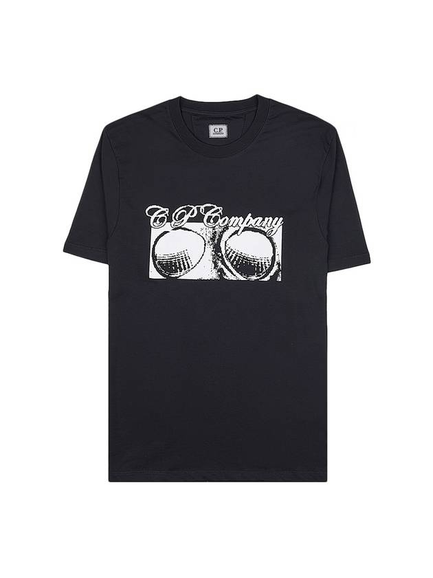 Print Cotton Short Sleeve T-Shirt Black - CP COMPANY - BALAAN 2