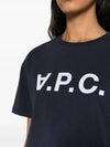 Logo Print Crew Neck Short Sleeve T-Shirt Navy - A.P.C. - BALAAN 7