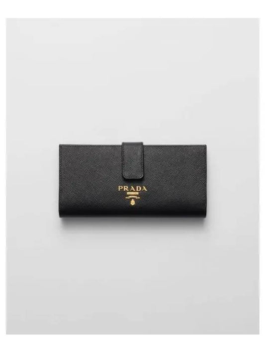 Saffiano Gold Metal Logo Long Wallet Black - PRADA - BALAAN 2