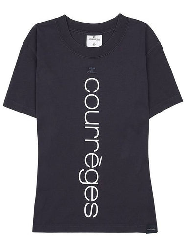 Women's Logo Cotton Short Sleeve T-Shirt Grey - COURREGES - BALAAN 1