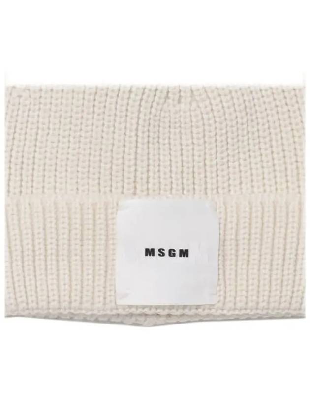 Kids Logo Patch Beanie Cream F3MSJBHT133 013 - MSGM - BALAAN 4