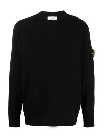 Logo Patch Round Neck Knit Top Navy - STONE ISLAND - BALAAN 2