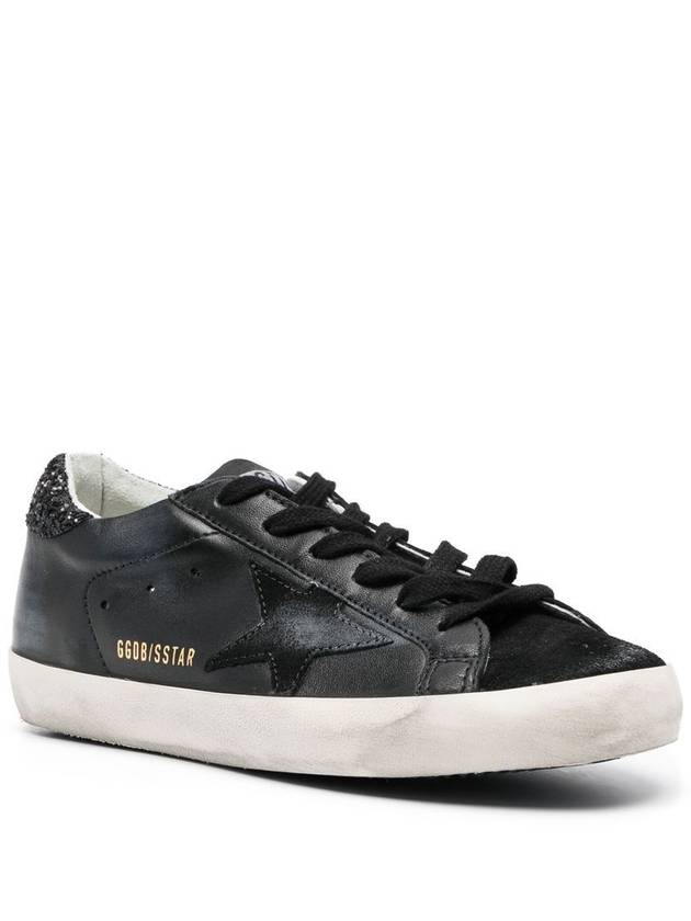 Superstar Glitter Tab Leather Low Top Sneakers Black - GOLDEN GOOSE - BALAAN 5