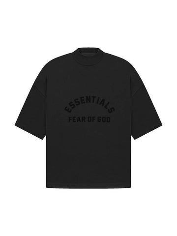 Logo Print High Neck Short Sleeve T-Shirt Black - FEAR OF GOD ESSENTIALS - BALAAN 1