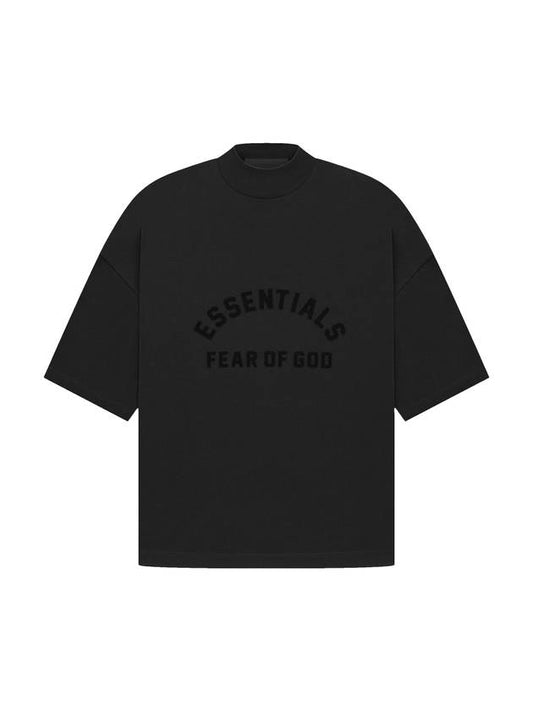 Logo Print High Neck Short Sleeve T-Shirt Black - FEAR OF GOD ESSENTIALS - BALAAN 1