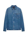 Triangle Logo Denim Long Sleeve Shirt Light Blue - PRADA - BALAAN 2