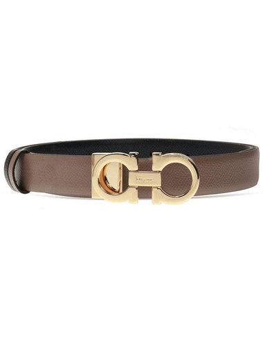 Reversible Gancini Leather Belt Black Caraway Seed - SALVATORE FERRAGAMO - BALAAN 1