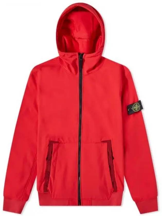 Men's Wappen Patch Softshell Zip Up Hoodie Red - STONE ISLAND - BALAAN 2