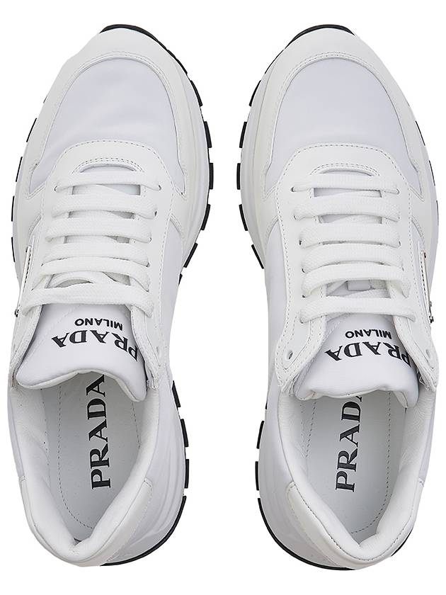 Prax 01 Re-Nylon Brushed Leather Low-Top Sneakers White - PRADA - BALAAN 7