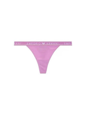UNDERWEAR Women's Thin Logo Banding Cotton Thong Panties Purple 270222 - EMPORIO ARMANI - BALAAN 1