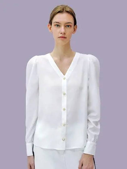 Puff V Neck Blouse White - DAMAGE MNEMONIC - BALAAN 2