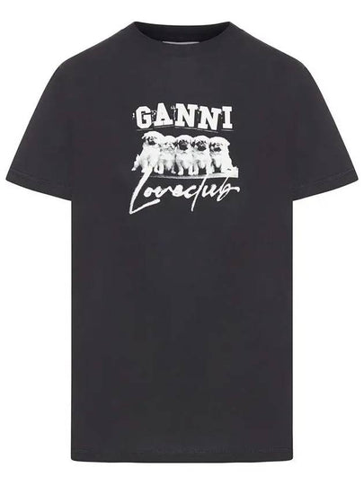 Thin Jersey Puppy Love Relaxed Short Sleeve T-Shirt Black - GANNI - BALAAN 2