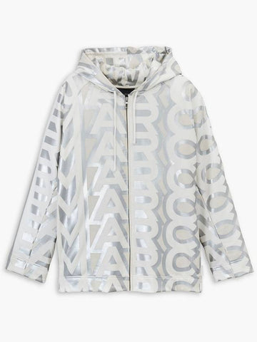 Monogram Zip Hoodie_Silver/Bright White (2F3RTP012C14-113) - MARC JACOBS - BALAAN 1