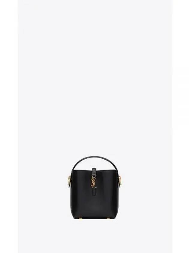 Le 37 Signature Logo Shiny Leather Small Bucket Bag Black - SAINT LAURENT - BALAAN 2