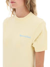 Slogan Print Cotton Short Sleeve T-Shirt Yellow - SPORTY & RICH - BALAAN 5