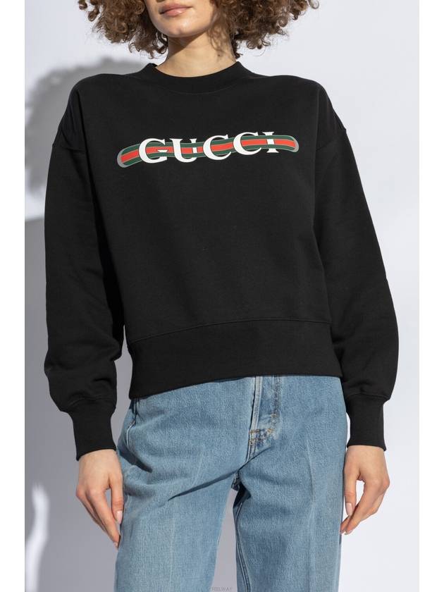 Print Cotton Jersey Sweatshirt Black - GUCCI - BALAAN 2