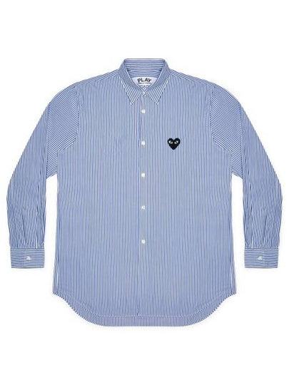 Black Heart Wappen Stripe Long Sleeve Shirt Blue - COMME DES GARCONS - BALAAN 2