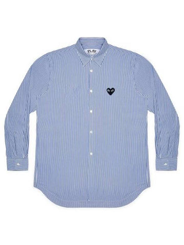 Black Heart Wappen Stripe Long Sleeve Shirt Blue - COMME DES GARCONS - BALAAN 1