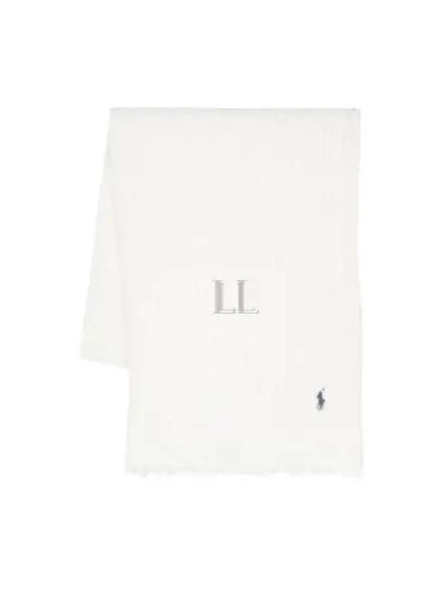 Pony Embroidery Fringed Scarf Cream - POLO RALPH LAUREN - BALAAN 2