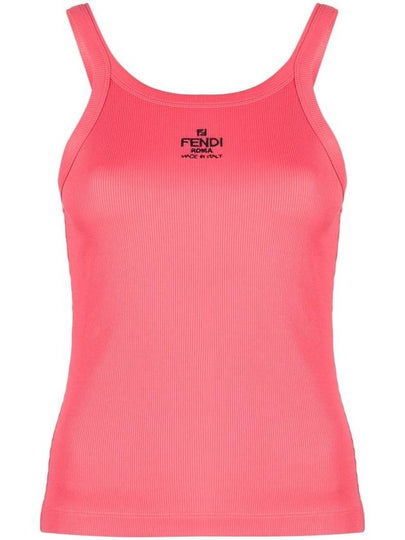 Embroidered Logo Cotton Sleeveless Pink - FENDI - BALAAN 2