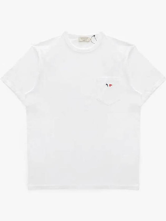 Tricolor Fox Patch Classic Pocket Short Sleeve T-Shirt White - MAISON KITSUNE - BALAAN 2