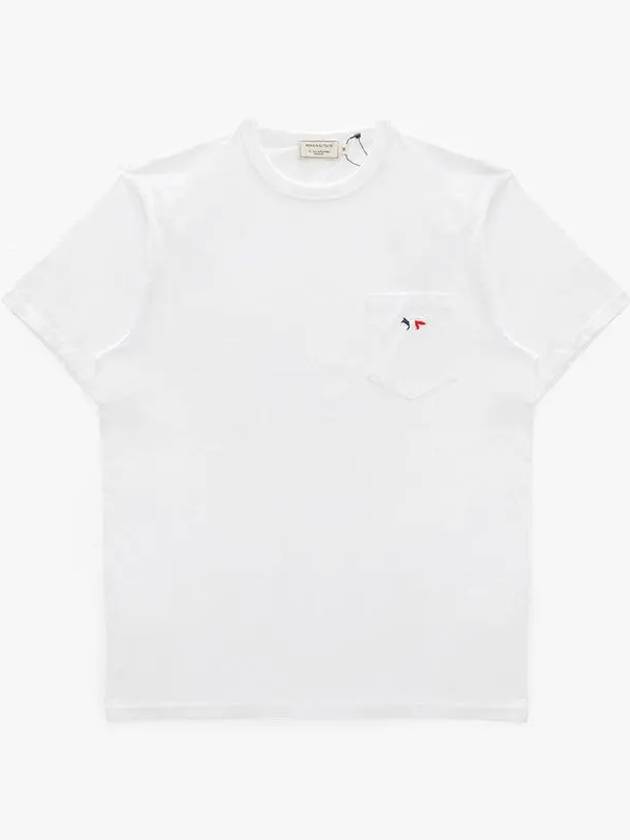 Tricolor Fox Patch Classic Pocket Short Sleeve T-Shirt White - MAISON KITSUNE - BALAAN 3