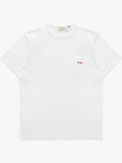 Tricolor Fox Patch Classic Pocket Short Sleeve T-Shirt White - MAISON KITSUNE - BALAAN 2