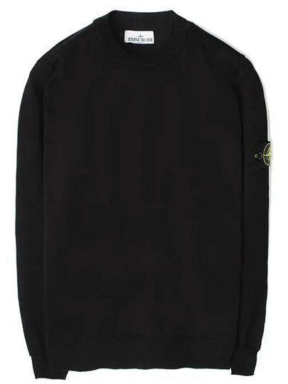 5100053 Soft Organic Cotton Small Roll Details Crewneck Sweatshirt Black - STONE ISLAND - BALAAN 2