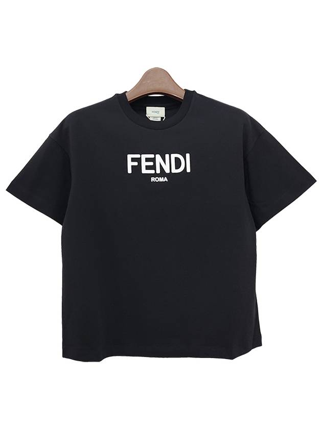 Kids Cotton Short Sleeve T-Shirt Black - FENDI - BALAAN 3