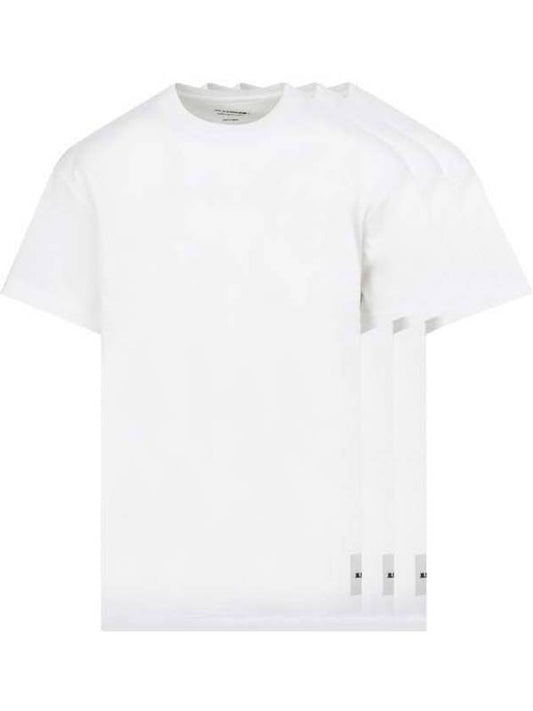 Logo Patch Hem Cotton Short Sleeve T-Shirt 3 Pack White - JIL SANDER - BALAAN 1