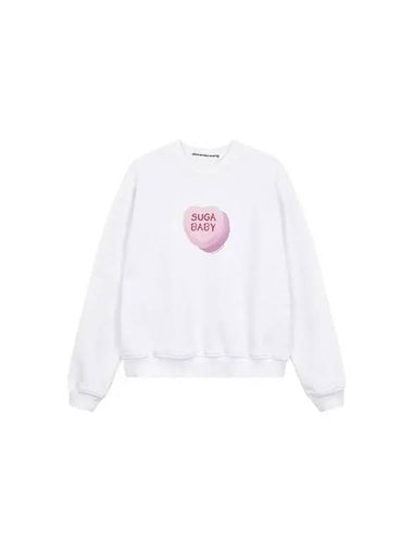 UNISEX Sugar Baby Glitter Sweatshirt White 271249 - ALEXANDER WANG - BALAAN 1