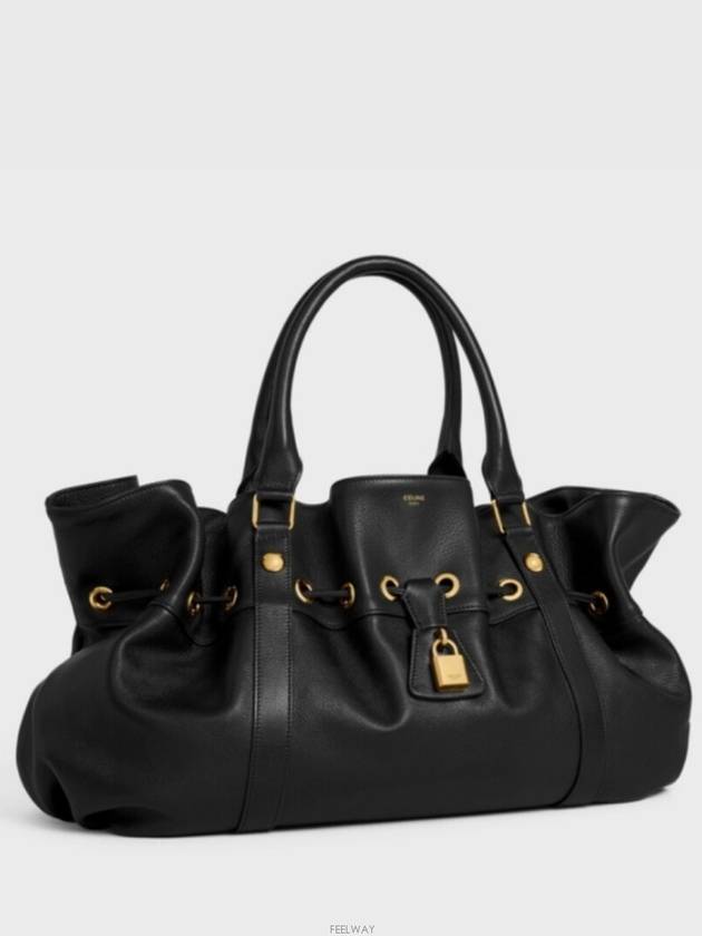 Medium Abbey Supple Calfskin Tote Bag Black - CELINE - BALAAN 3