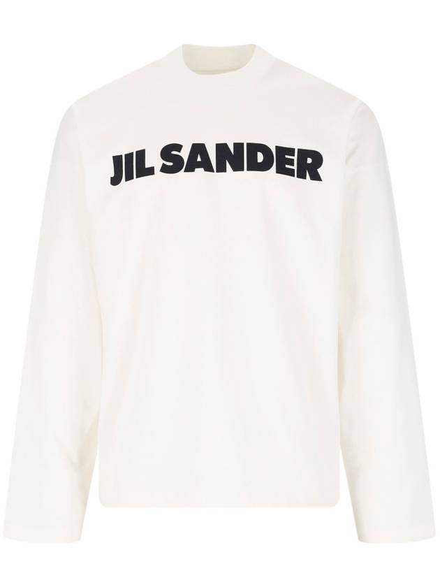 Logo Print Cotton Long Sleeve T-Shirt White - JIL SANDER - BALAAN 2