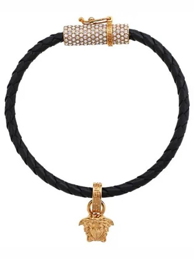 Crystal Medusa Leather Bracelet - VERSACE - BALAAN 1