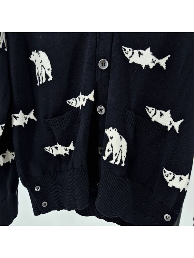 Bear Salmon Merino Wool Cardigan Size 3 MKC350A - THOM BROWNE - BALAAN 6