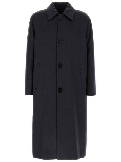 Wool Double Fabric Single Coat Blue - FENDI - BALAAN 2