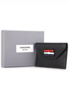 Pebble Grain Leather Bow Detail Envelope Card Wallet Black - THOM BROWNE - BALAAN 5