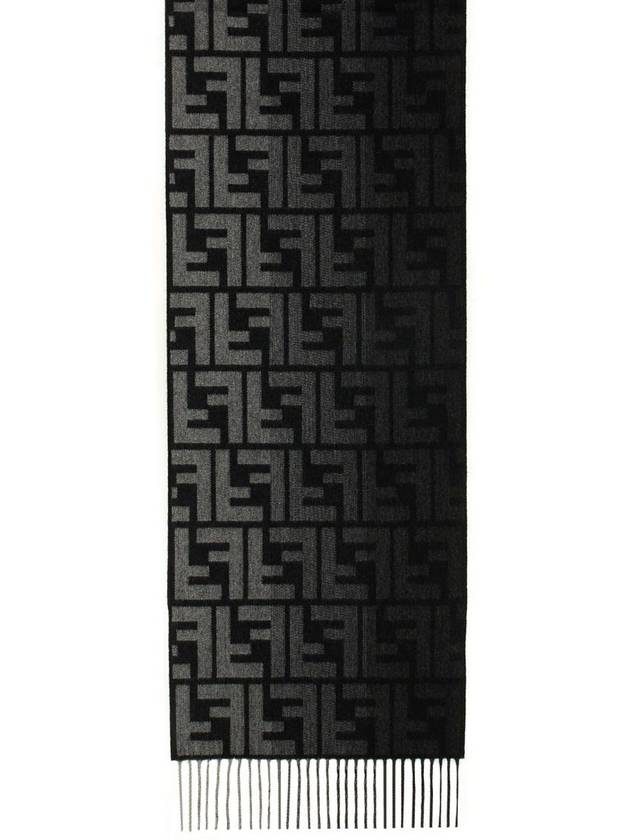 FF Wool Scarf Black - FENDI - BALAAN 3