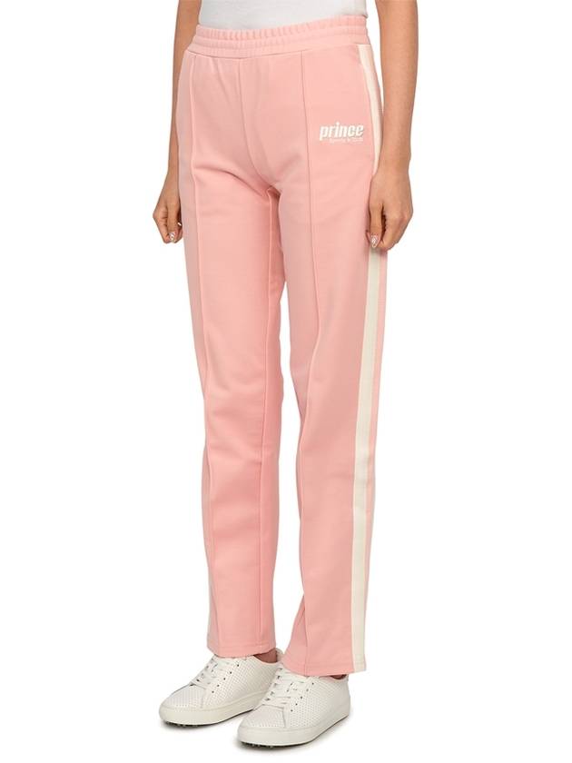 Women's Embroidered Logo Striped Track Pants Baby Pink - SPORTY & RICH - BALAAN 3