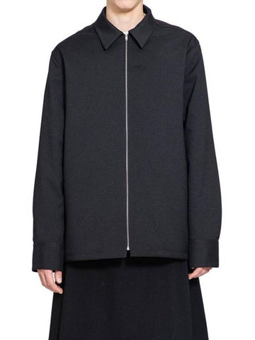 Gavardin Shirt Zip-Up Jacket Black - JIL SANDER - BALAAN 1