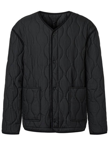 Men s wave embroidery quilted pleated jacket black - MONPLISSE - BALAAN 1