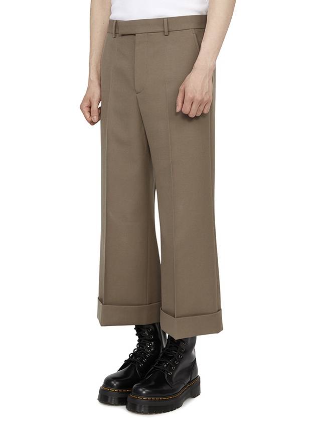 Textured Gabardine Cropped Straight Pants Brown - GUCCI - BALAAN 3