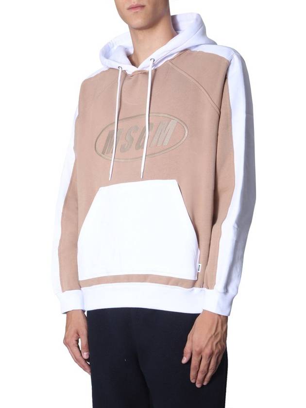 Logo Embroidered Two Tone Hoodie Brown White - MSGM - BALAAN 3