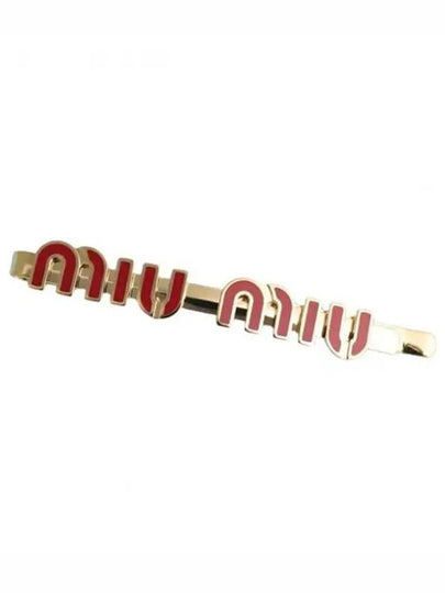 Enamel Metal Hair Clip Gold Red - MIU MIU - BALAAN 2