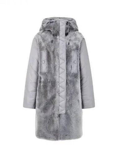 Women s Shearling Panel Hooded Padded Coat Gray 271803 - EMPORIO ARMANI - BALAAN 1