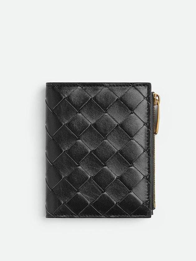 Intrecciato Zipper Small Half Wallet Black - BOTTEGA VENETA - BALAAN 2