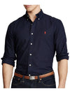 Embroidered Pony Logo Long Sleeve Shirt Navy - POLO RALPH LAUREN - BALAAN 3