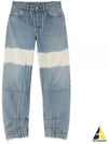 High Waist Color Block Cotton Straight Jeans Blue - JIL SANDER - BALAAN 2