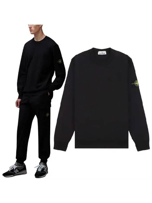 6100044 Organic Cotton Fleece Sweatshirt Black - STONE ISLAND - BALAAN 2